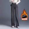 Pantalones de Pana Gruesa de Pierna Ancha para Mujer 2026 Otoño/Invierno Nuevos Pantalones Largos Rectos de Cintura Alta Elástica Sueltos Adelgazantes