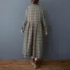 Vestido de Otoño Nuevo 2026 Talla Grande Estilo Coreano Holgado Vintage Cepillado a Cuadros Cálido Adelgazante de Longitud Media