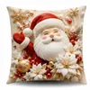 Funda de Almohada Navideña Impresa en 3D Set de 4 Piezas con Cascabeles, Papá Noel, Ángel, Muñeco de Nieve, Funda para Cojín de Sofá, Venta al por Mayor para Fiestas