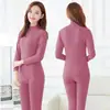 Traje grueso cálido de terciopelo para otoño e invierno con forro polar para mujer Ropa interior para mujer Camiseta de cuello alto para mujer Ropa cálida para mujer