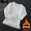 Fabricante Directo Camiseta de Manga Larga Ropa para Hombre Forro Polar Engrosada Color Sólido Base Negra Camisa Otoño e Invierno Ropa Interior Cálida Cuello Redondo Camiseta para Hombre