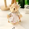 Novo Brinquedo de Pelúcia de Urso e Coelho para Casal Pingente Chaveiro de Urso de Linho Fofo Enfeites para Pendurar na Bolsa Boneco de Agarrar