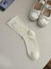Calcetines para Mujer con Botón de Flor Pequeña, Calcetines Apilados con Rizos, Calcetines de Tubo Medio con Orejas de Madera para Mujer, Calcetines de Encaje, Calcetines Deportivos de Moda para Primavera y Verano