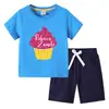 Camiseta infantil de verano 2023, nueva ropa infantil de comercio exterior, pantalones de manga corta de algodón coreano para niños, traje de dos piezas