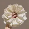 Elástico de cabelo com laço de renda francesa, scrunchie oversized, estilo casual, acessório de cabelo para coque elegante, faixa de cabelo, elástico de cabelo grande para mulheres