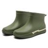 Botas de lluvia de moda, botas de lluvia para adultos, zapatos de agua para mujer, zapatos de goma de tubo corto, botas de agua de jardín para pesca con borde cruzado de PVC cálido de terciopelo