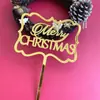 Decoração de bolo para assar no Natal série Vermelho Dourado Platina cartão de bolo acrílico feliz natal