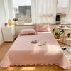 Cb # 40S Algodón Algodón Lavado Estilo Coreano Algodón Fruncido Acolchado Acolchado Cubre Cama Juego de Tres Piezas Cama de 1.5m1.8m Hogar Cama
