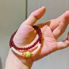 Pulseira de Múltiplos Círculos com Design de Pérola de Água Doce e Granate Natural de Alta Qualidade