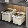 Contenedor de Arroz de Grado Alimenticio para Uso Doméstico, a Prueba de Insectos, a Prueba de Humedad, Contenedor Sellado, Cubo de Arroz de Gran Capacidad, Tanque de Almacenamiento Ahorrador de Espacio para Granos y Cereales