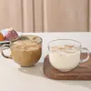 Taza de desayuno de vidrio transparente al por mayor de fábrica, taza de leche, taza de café de almidón de raíz de loto, taza de vidrio para té de oficina