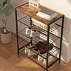 Estante para Zapatos para el Hogar de Comercio Exterior, Estante de Almacenamiento Multicapa, Zapatero Ensamblado de Acero y Madera, Zapatero para Dormitorio, Zapatero Simple, Venta al por Mayor por Fabricante