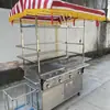 Estufa de Gas del Fabricante, Teppanyaki, Carrito de Comida Callejera Nocturna, Freidora, Carrito Multifuncional para Puesto, Equipo Estándar para Tofu Frito y Arroz Frito