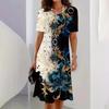 Vestido largo de moda, elegante e informal, con estampado digital 3D, manga corta, gran oferta de comercio exterior transfronterizo 2024