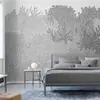 2025 Papel Tapiz Minimalista Moderno con Hojas Verdes Frescas de Plantas Decoración Mural para Fondo de Sofá Cabecera Verano