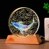 Nueva Bola de Cristal Luminosa Estéreo 3D Tallado Interior Impresión a Color Vía Láctea Adornos de Cristal Decoración de Mesita de Noche para Niños Luz Nocturna