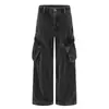 Pantalones de trabajo vintage de pana desgastada para hombre, estilo punk, marca de moda, diseño holgado de pierna ancha multibolsillos, pantalones de pierna recta