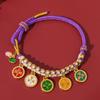 Pulsera de los Cinco Dioses de la Riqueza Estilo Tíbet, Pulsera Tejida a Mano Nudo Flor de Durazno, Cuerda Multicolor Estilo Étnico, Cuerda Roja Estilo Nuevo Chino DIY