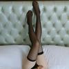 Noche Larga Ropa Interior Sexy Tentación Sexy Calcetines de Seda Negra Hasta la Mitad del Muslo Calcetines para la Pantorrilla Medias Medias para Mujer 3058