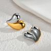 Pendientes de Corazón de Dos Tonos Simples de Moda Ins Elegantes de Acero Inoxidable Chapado en Oro de 18 Quilates Pendientes de Lujo Accesible y de Gama Alta