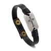 Pulseira de couro europeia e americana mais vendida, cruz de liga, marca, trançada à mão, simples, casual, pulseira de couro masculina e feminina