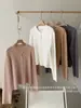 Cardigã de tricô com gola redonda para mulheres, novo estilo outono e inverno, casaco suéter solto e macio, top simples e versátil estilo coreano que afina