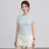 Roupas de Yoga em Promoção para o Verão com Bojos, Tops Fitness para Treinamento de Pilates, Camisetas Esportivas de Manga Curta para Corrida para Mulheres Atacado