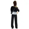 Conjunto de Renda Fresco e Rejuvenescedor para Mulheres 2025 High-End Ombro a Ombro Manga Longa Moletom Casual Calça Wide Leg Conjunto de Duas Peças
