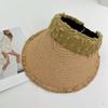 Nuevo Sombrero de Sol de Paja para Playa para Mujer, Transpirable, de Ala Ancha, con Encaje, Hueco, Protección Solar para Verano