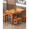 Juego de Mesa y Sillas de Madera Maciza para Restaurante, Mesa y Sillas para Barra de Snacks y Comida Rápida, Mesa para Restaurante de Barbacoa, Mesa y Sillas Carbonizadas para Tienda de Desayunos