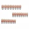 Unhas Postiças Vestíveis Transfronteiriças Atacado Branco Leitoso Luxo Acessível Manicure Francesa Estilo Longo Simples 24 Peças Removíveis