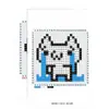 Linda pixel art de dibujos animados con un personaje pequeño y adorable; un patrón para arte con cuentas, un diseño de postal y materiales de referencia para crear artículos pequeños y encantadores