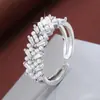 Anillo Doble de Diamantes de Lujo Ligero Más Vendido Ancho Banda Completo de Diamantes Micro-Pavimentado Anillo Abierto Ventas Directas de Fábrica