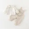 Conjunto de Macacão para Bebê Menina Primavera e Outono Conjunto de Duas Peças Camisa e Macacão para Bebê e Criança Pequena Meninas Roupa Externa Classe A