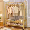 Estante de Secado de Ropa Multifuncional de Doble Barra de Pie para Apartamentos de Alquiler, Dormitorios, Recámaras, Tiendas de Ropa; Estable y sin vibraciones