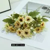 Atacado Transfronteiriço 7 Pétalas Eucalipto Violeta Flor Artificial Margarida Pequena Flor de Ameixa Flor de Tecido Buquê para Exterior Decoração de Planta