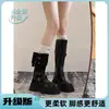 Botas altas negras estilo retro británico con tacón grueso y suela gruesa para mujer, novedad otoño e invierno 2026, tubo alto, adelgazantes, para montar