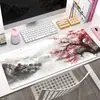 Alfombrilla de Ratón con Stock Extra Grande en Forma de Flor, Resistente a Manchas, Antideslizante, Adecuada para el Tamaño del Teclado de Computadora, Antideslizante para Oficina