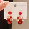 Pendientes de Fuegos Artificiales de Resina con Circonita y Aguja de Plata Electrochapada en Oro Real de 18K Pendientes Ancora Rojo Luz Festiva Lujo de Gama Alta para Mujeres