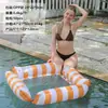 Novo Estilo Transfronteiriço Quatro Tubos Inflável de Água Espreguiçadeira Encosto Listrado Cama Flutuante Inflável Jangada Flutuante Rede de Água para Adultos