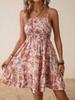 Vestido feminino com estampa floral e ombro de fora, primavera e verão 2025, estação independente da Amazon, europeia e americana, transfronteiriça