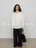 Camiseta de manga larga de ajuste relajado HAVEGAN/otoño con mezcla de Lyocell y lino, top casual estilo 'old money' para mujer