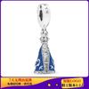 Marca Pan Cobre Azul Sapato de Salto Alto Estilo Vestido Disney Tinta Resina Contas DIY Pulseira de Prata