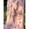 Rosa Flor de Cerezo Rosa Claro Tul Suave Drapeado Cascada de Fondo para Recepción de Boda Cortina en Cascada Decoración de Espacio Privado de Salón de Belleza