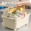 Estante de Almacenamiento para Platos Armario Cocina del Hogar con Tapa Estante de Drenaje para Vajilla Platos Tazones y Palillos Almacenamiento de Escritorio