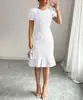 Vestido de Moda Elegante Versátil Casual para Viajar de Verano Nuevo Ajustado al Cuerpo que Resalta la Figura hasta la Rodilla, Transfronterizo Europeo y Americano