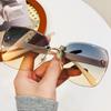Nuevas gafas de sol de moda sin marco de vanguardia para mujer, gafas de sol modernas con protección UV para hombre, gafas de sol con degradado marino a prueba de sol