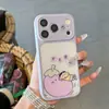 Funda Morada de la Fortuna Shin-Chan para Teléfono Apple 18 Pro Max Linda para Niñas 17 Pro Ventana Grande 16