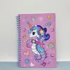 Cuaderno de Espiral Lindo de Dibujos Animados con Diseños de Caballito de Mar, Ballena, Flamenco, Tiburón, Páginas de Colores Femeninas, Cuaderno, Bloc de Notas, Libro de Papelería