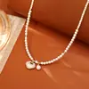 Fechadura de Longevidade Estilo Chinês Colar de Pérolas Naturais Madrepérola Moda Exquisito Versátil Corrente para Suéter Design de Contas Grandes e Pequenas Pulseira
